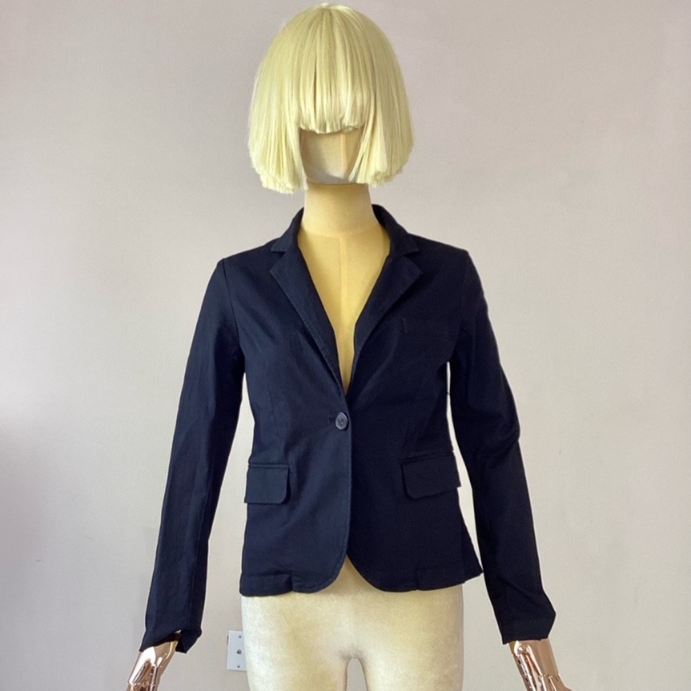 Nili Lotan Classic Black Cotton Women's Blazer SZ 0